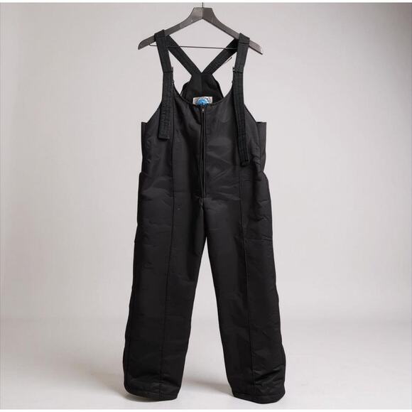 Men's Black Insulated Ski Bib Overalls Winter Snow Pants Outdoor Cold WFS L - Picture 1 of 12